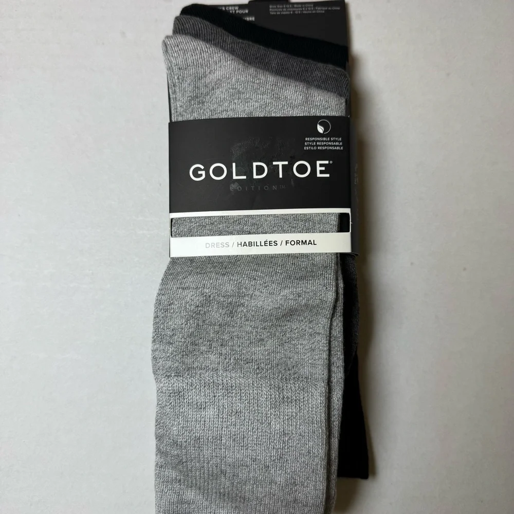 GOLDTOE Edition Mens Comfort Top Flat Crew Socks, 3-Pack